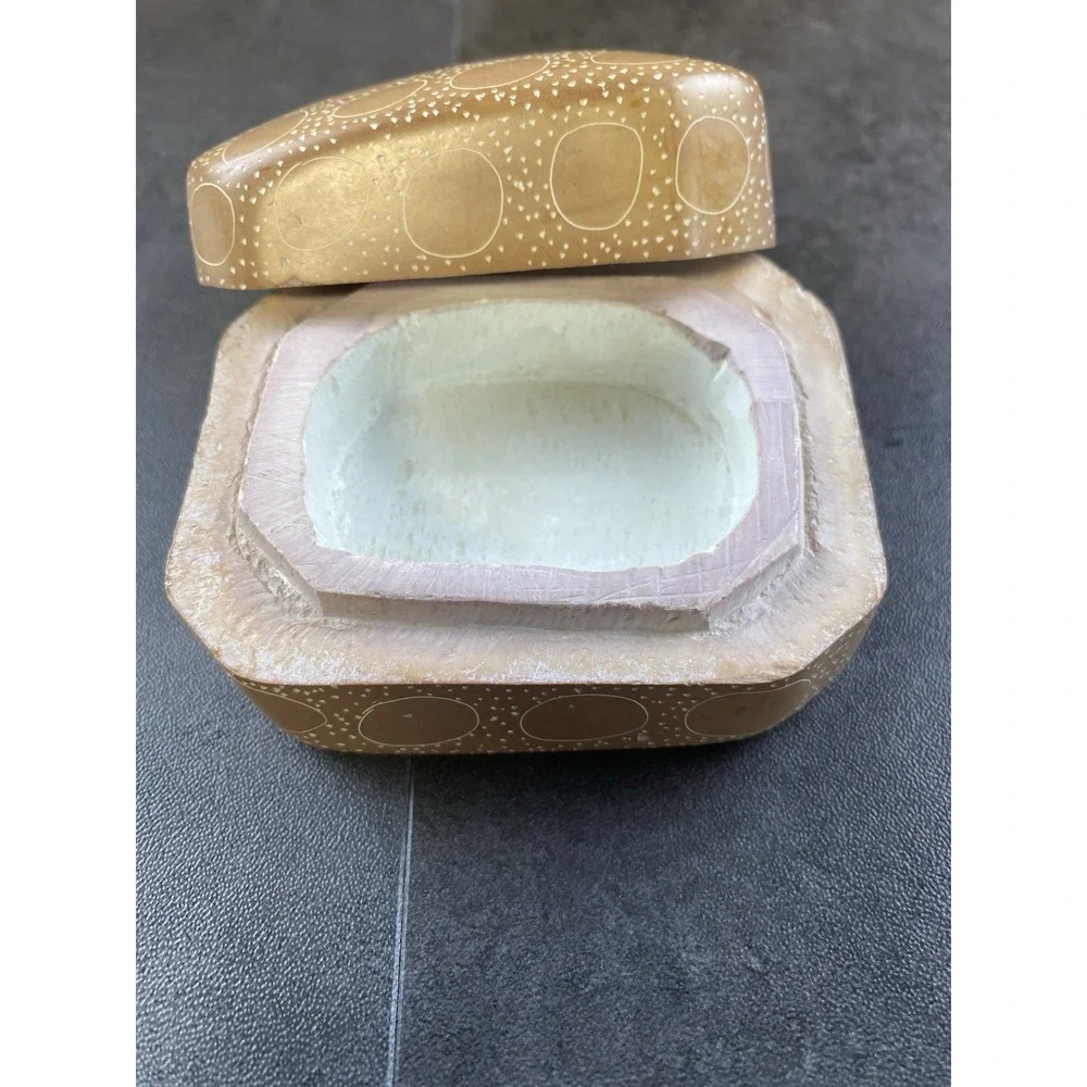 Soap Stone Keepsake Box/Trinket Hand Painted & Made in Kenya